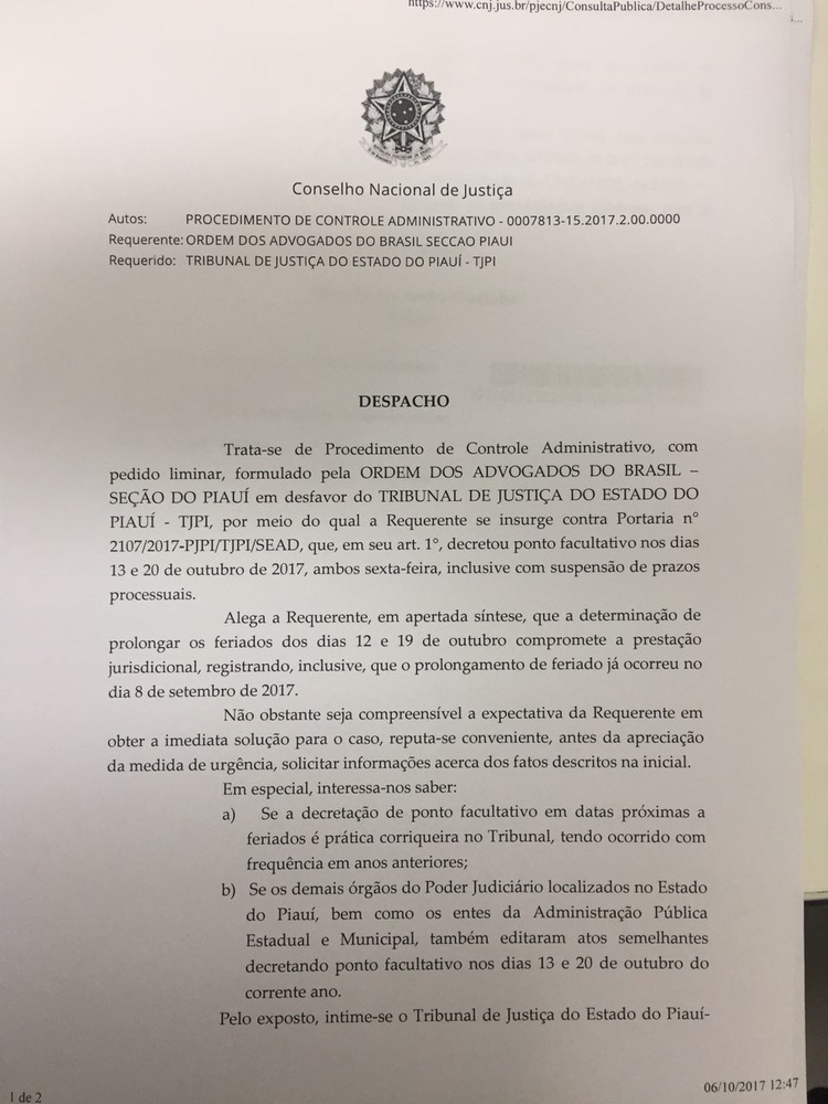 Despacho do Conselheiro André Godinho