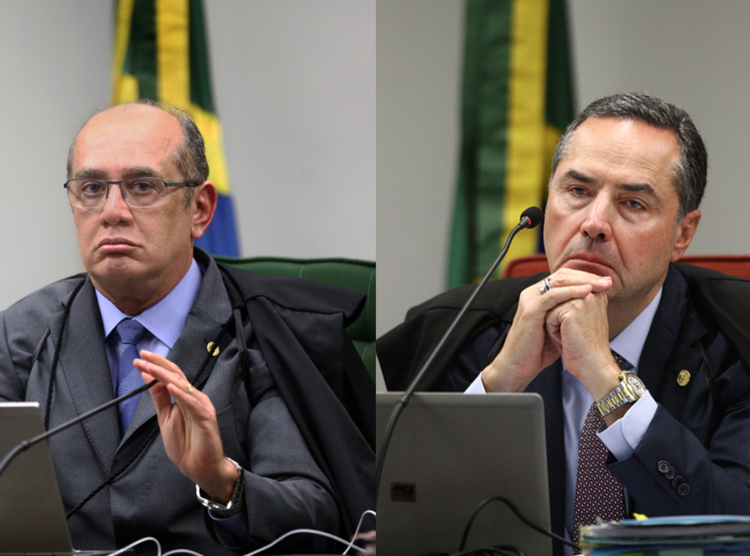 Ministros Gilmar Mendes e o ministro Barroso do STF