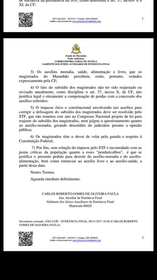 Oficio do juiz Roberto de Paula