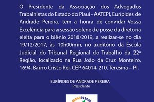 Convite para a posse de Téssio Torres e diretoria. (Foto: Divulgação)