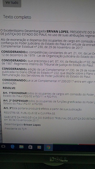 Portaria do presidente do TJ/PI