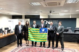 O presidente do TJ/PI prestigiou o encerramento dos trabalhos de Norberto Campelo no CNJ. (Foto: reprodução/ascom)