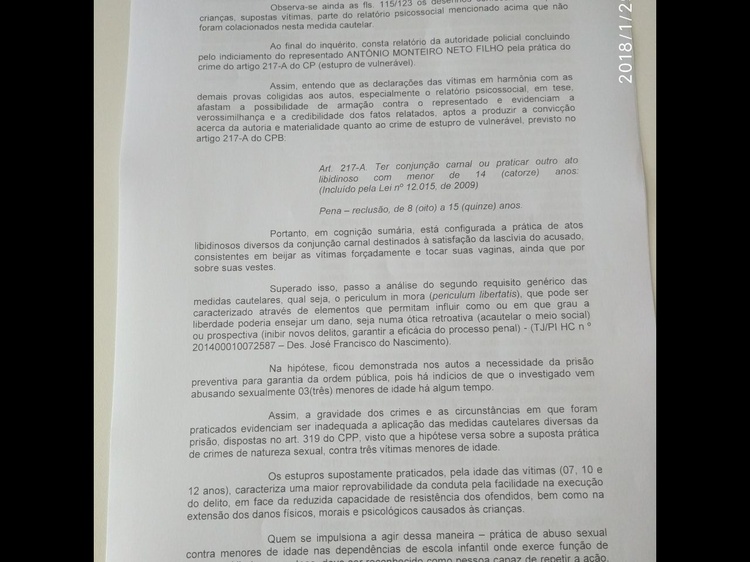 Decisão da preventiva Antônio Monteiro Neto Filho.