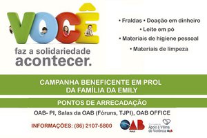 OAB-PI lança campanha beneficente em prol da família da Emily (Foto: Reprodução)