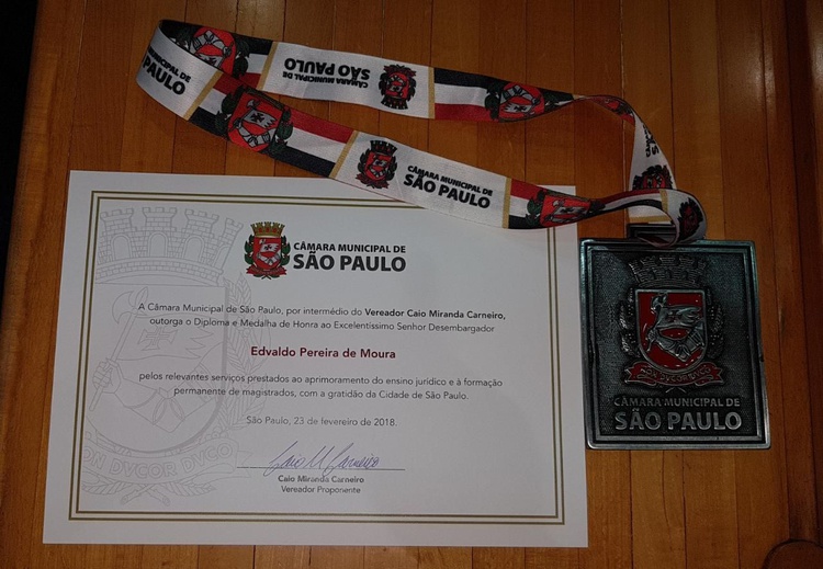 Desembargador é homenageado pela Câmara Municipal de São Paulo