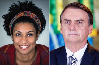 Vereador assassinada do Rio Marielle Franco e o Presidente Jair Bolsonaro.