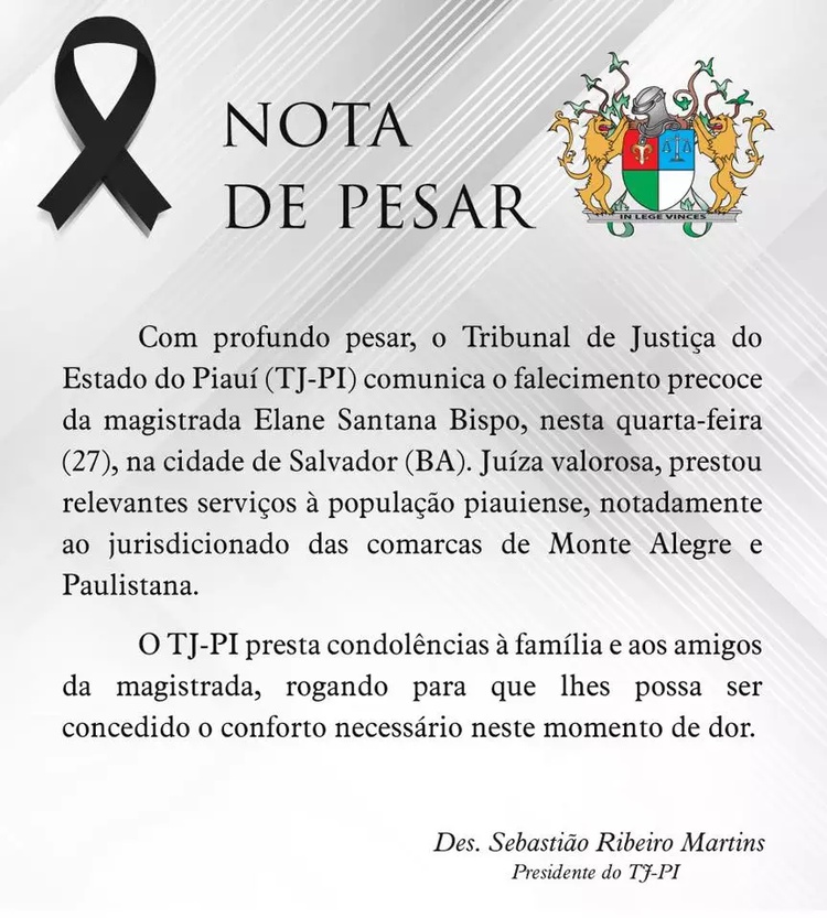 Posse de Sebastião Martins no TJ/PI Decretou luto oficial na justiça piaunense