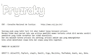 Hacker deixou mensagem em indonésio falando sobre a falta de privacidade dos tempos atuais.