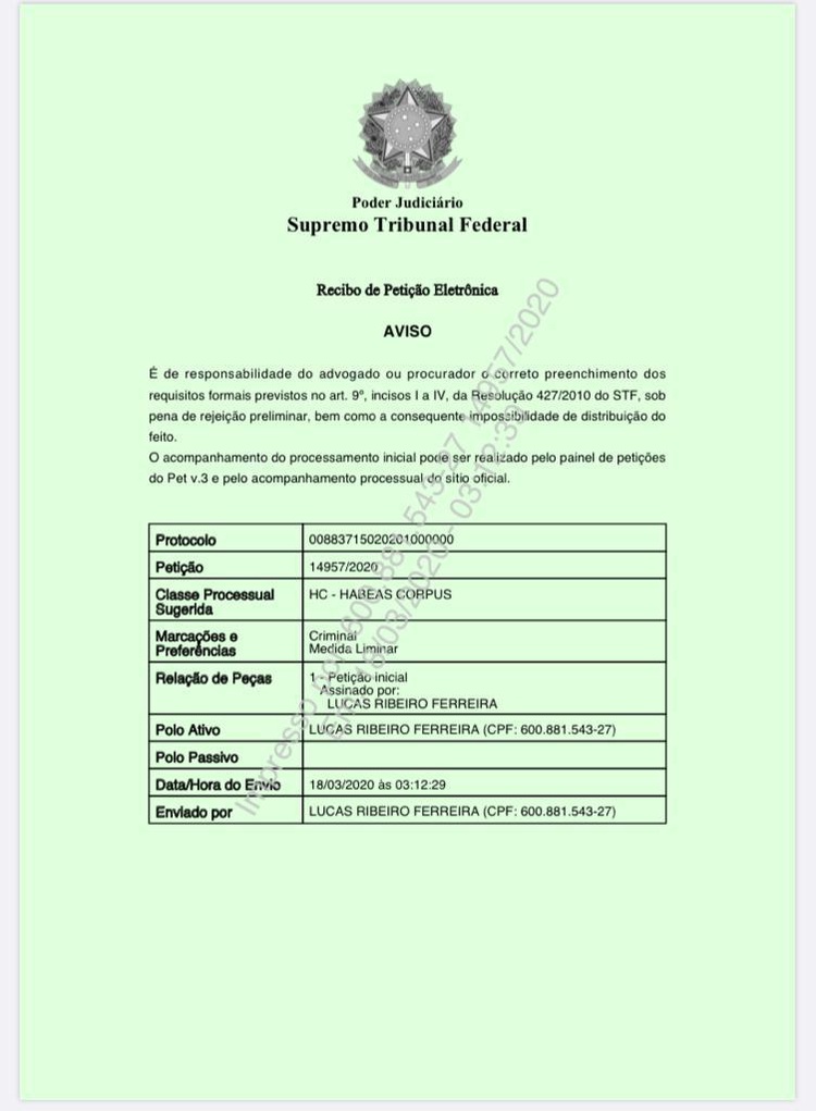 O Habeas Corpus foi fundamentado em vários direitos constitucionais, dentre eles: o Direito à Vida, o Direito à Saúde, o Direito à Integridade Física.