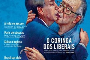 Revista Piauí não deve indenizar Olavo de Carvalho por capa com beijo em Bolsonaro. (Foto: Reprodução)