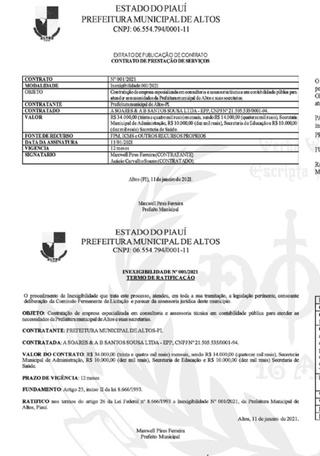 Prefeitura de Altos vai pagar  R$ 1.200.000,00 por ano a advogados