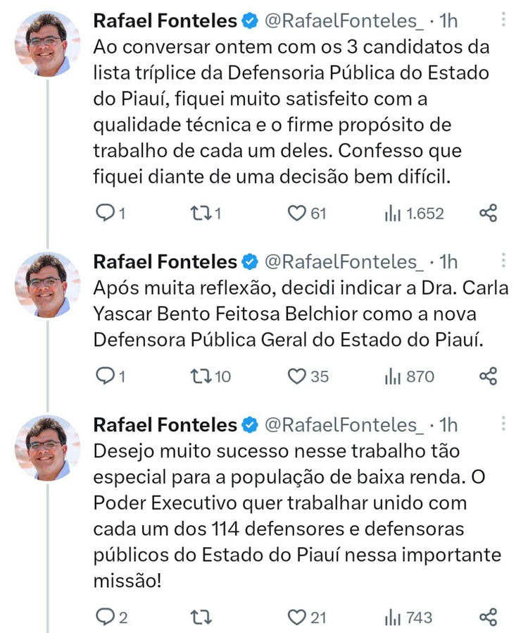 Governado Rafael nomeia Carlos Yaskar como defensora pública