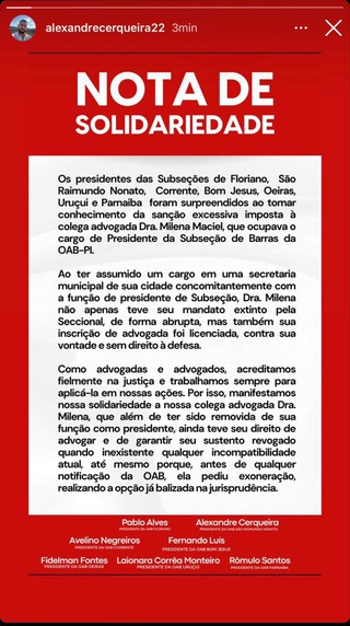 O brutal afastamento da presidente da Subseção de Barras, Milena Maciela