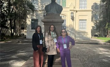 professora Tânia Sampaio; a pró-reitora executiva de Administração e coordenadora de Ensino, Pesquisa e Extensão do mesmo centro, professora Elmira Paulo; e a médica radiologista Dra. Lara Medeiros (Foto: Divulgação)