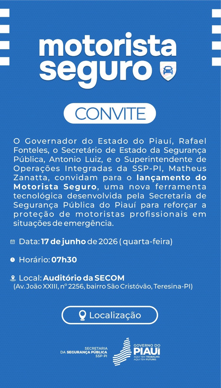 Governo do Piauí lança aplicativo “Motorista Seguro” para reforçar proteção de profissionais do transporte